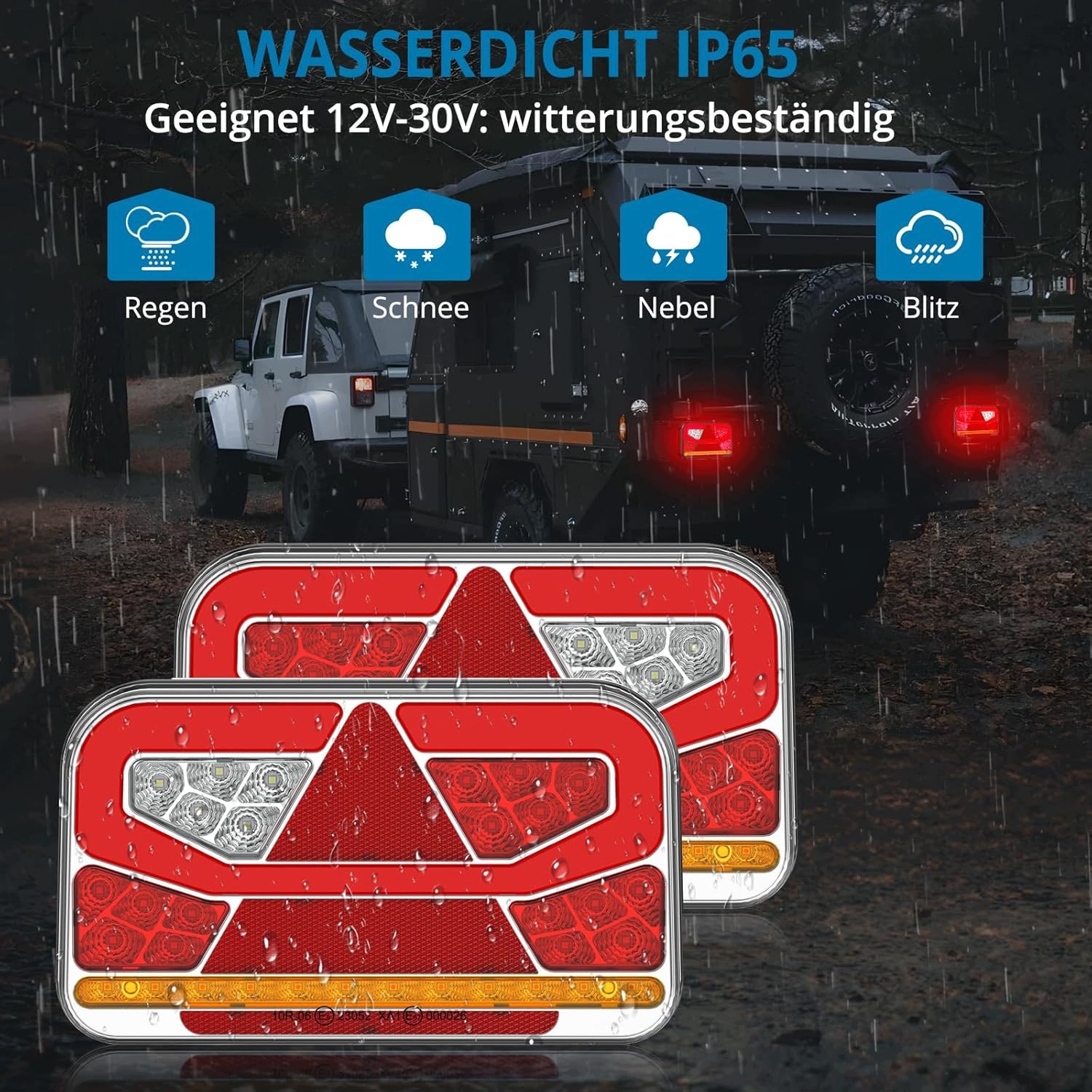 Tylne Światła LED do Przyczepy 12-30V 60 Diod 6 Funkcji E9 E57