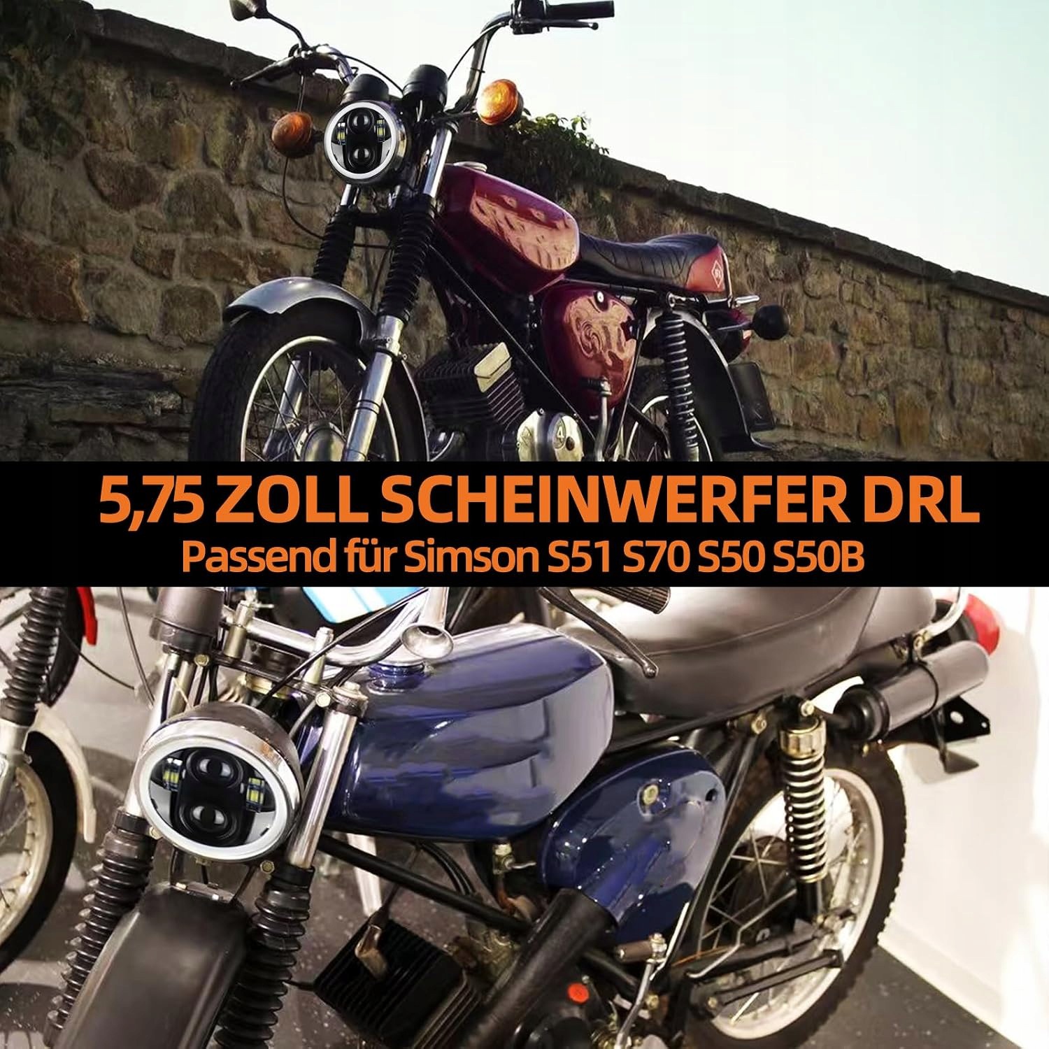 Reflektor E24 5,75 Cala DRL Hi Lo Do Simson S51 S50 Schwalbe KR51 2