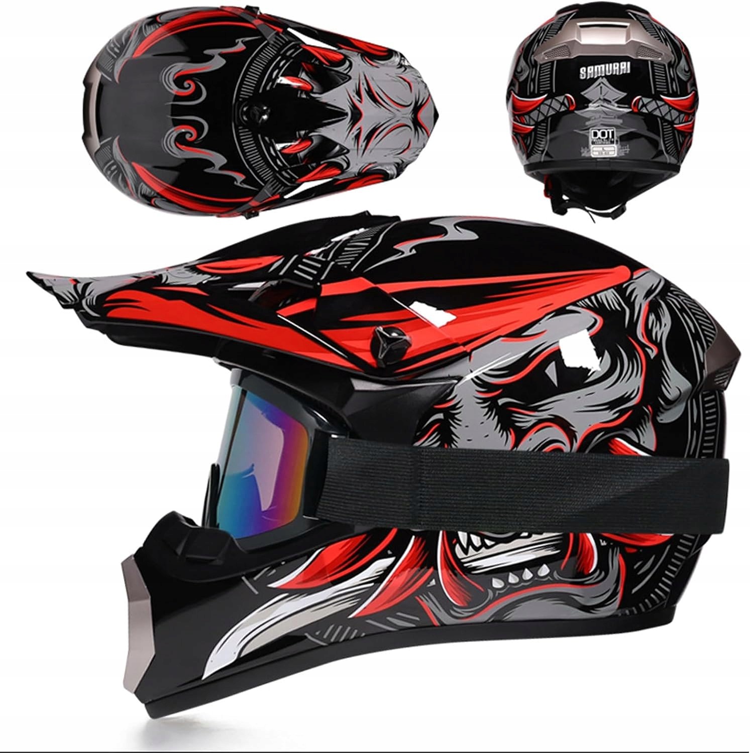 Kask Motocrossowy dla Dzieci z Rękawiczkami MTB Enduro Pełnotwarzowy roz S
