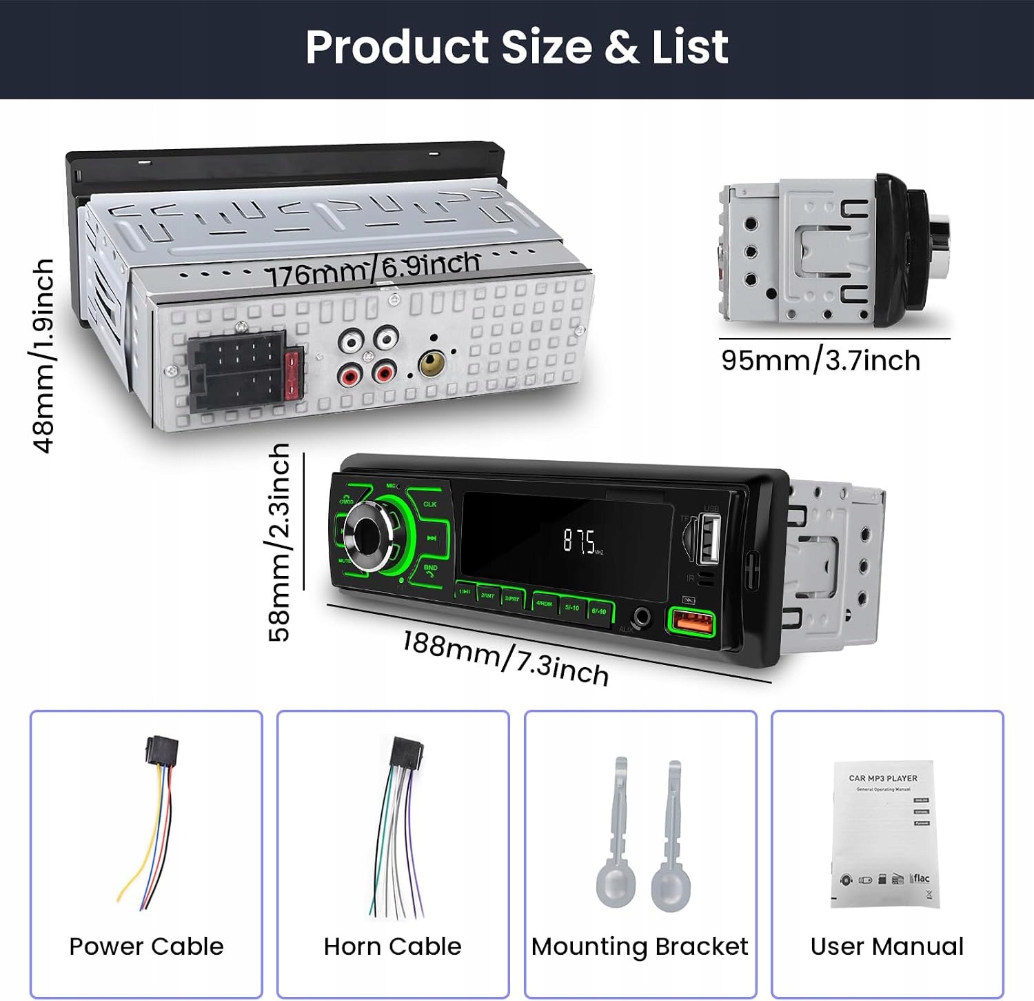 Radio Samochodowe RDS Bluetooth MP3 USB AUX FM AM