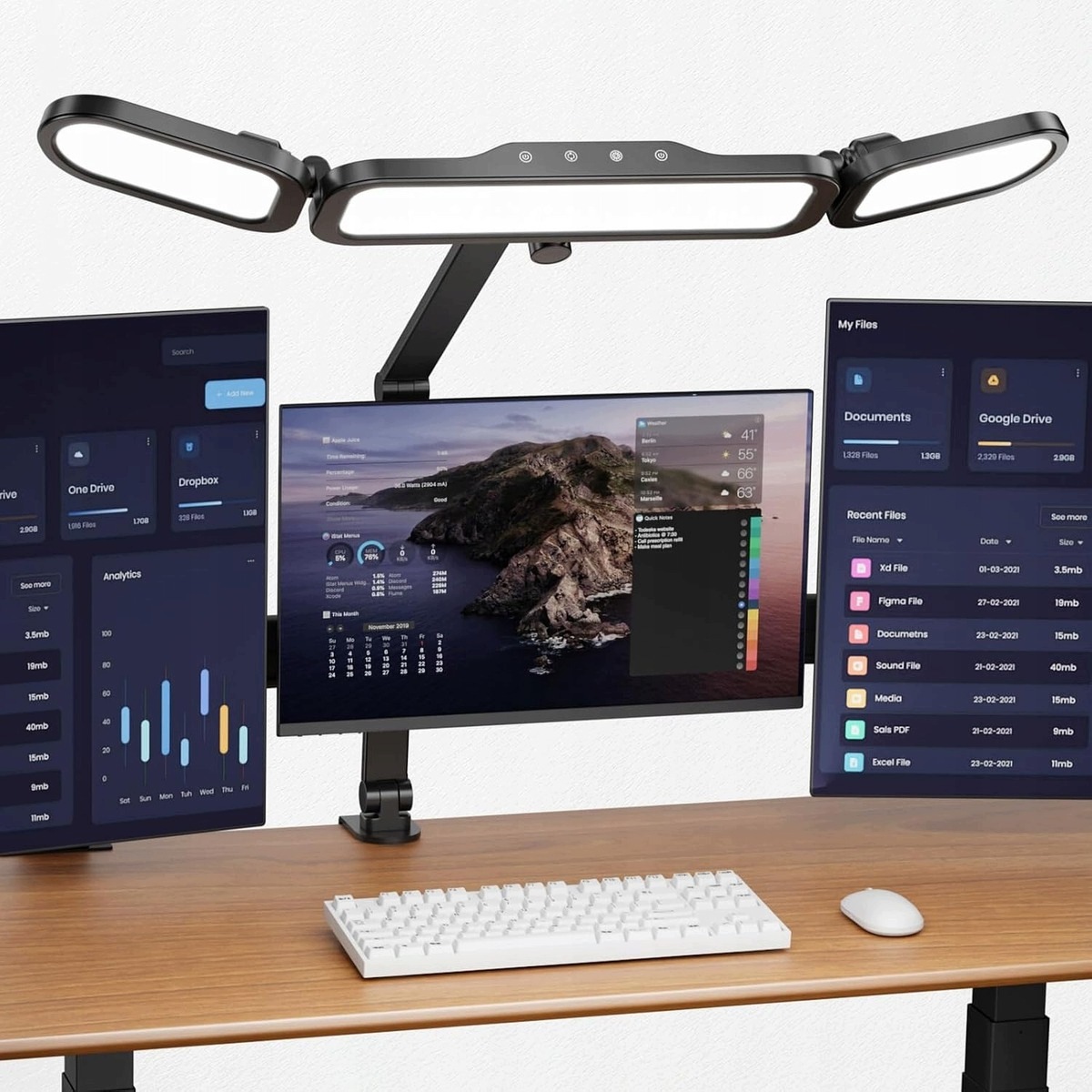 Lampa Biurkowa LED NUERPO Z Klipsem Regulowane Ramię 80cm