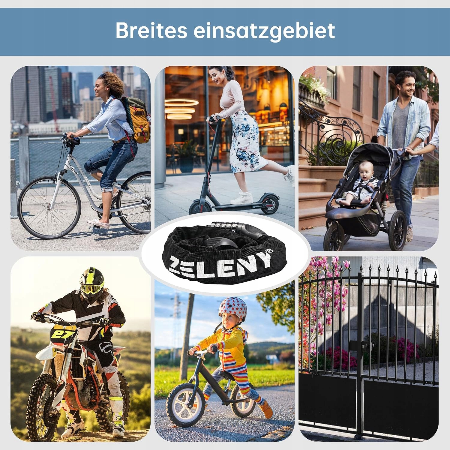 Zamek Rowerowy Anti-Theft 5 Cyfr 90 cm Łańcuch 7 mm