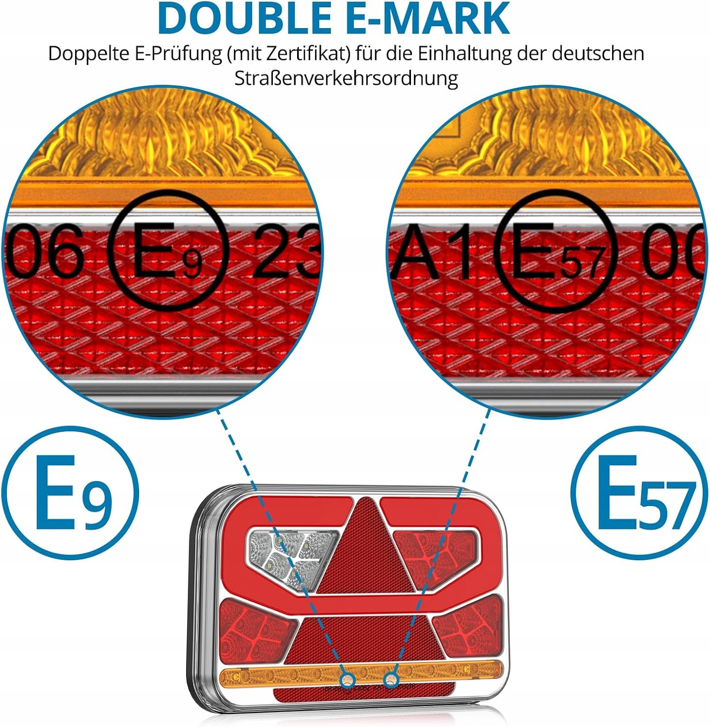 Tylne Światła LED Przyczepa 12-30V 60 Diod 6 Funkcji E9 E57