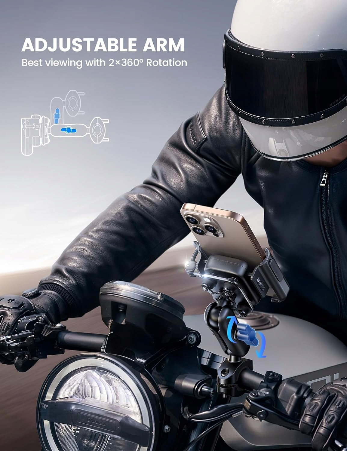Lamicall Uchwyt na Telefon do Motocykli Metalowy Antywibracyjny
