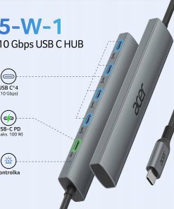 Acer Hub USB-C 10Gbps z USB-C 100W PD Aluminiowy