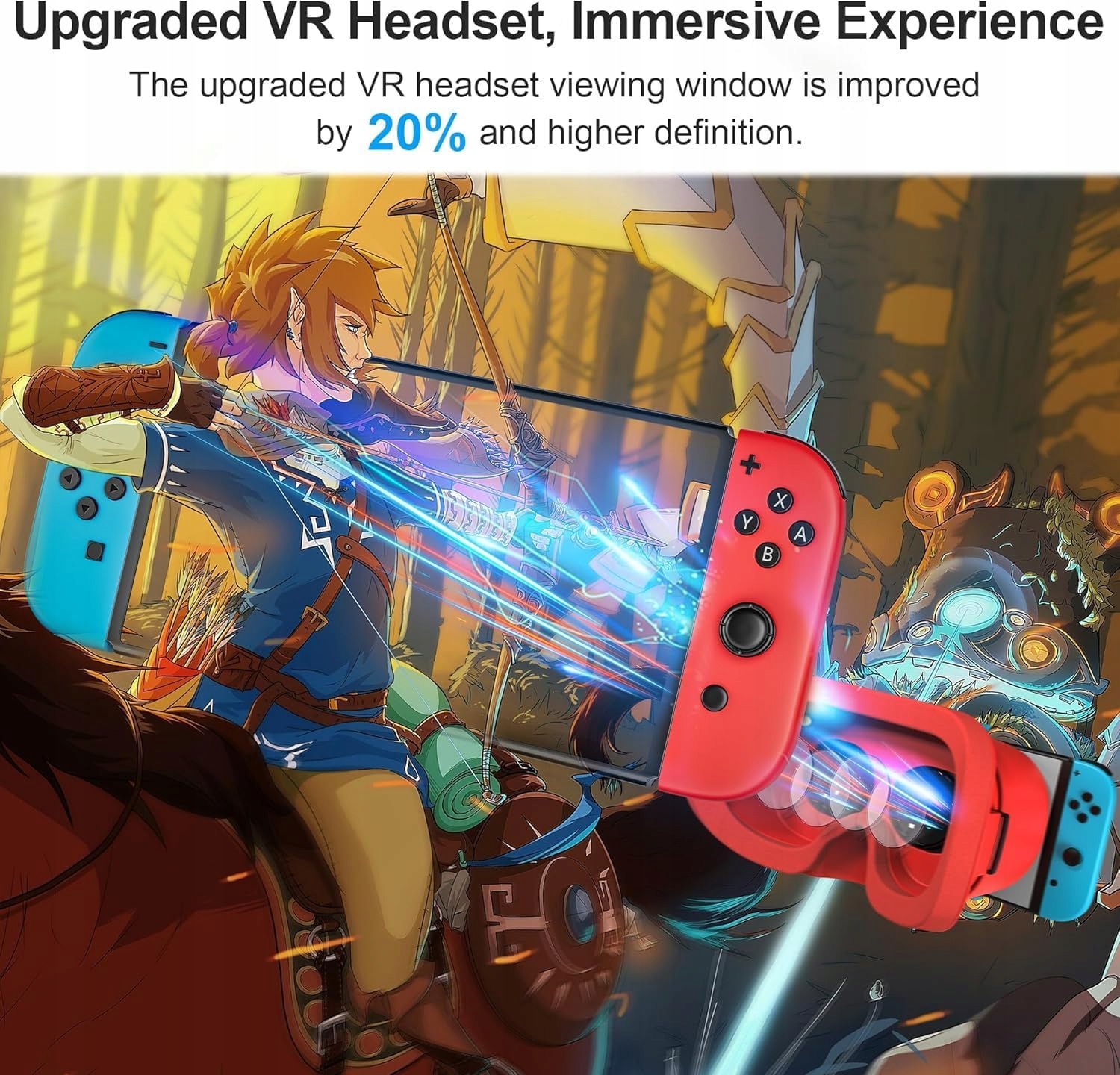 Gogle VR do Nintendo Switch OLED Z Regulowanymi Soczewkami Czerwone