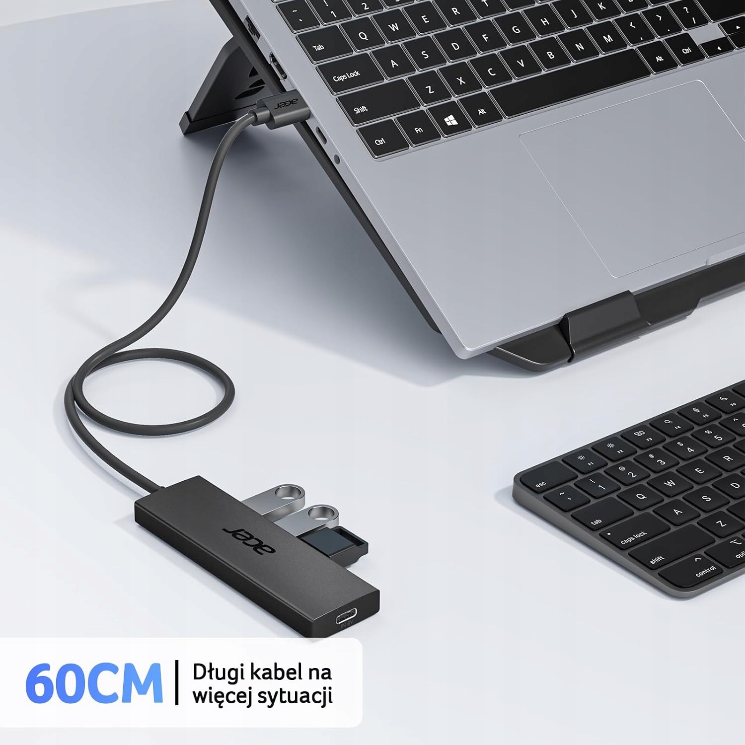 Acer USB Hub 3.0 Ultrasmukły Adapter 4 Porty Zasilany USB-C