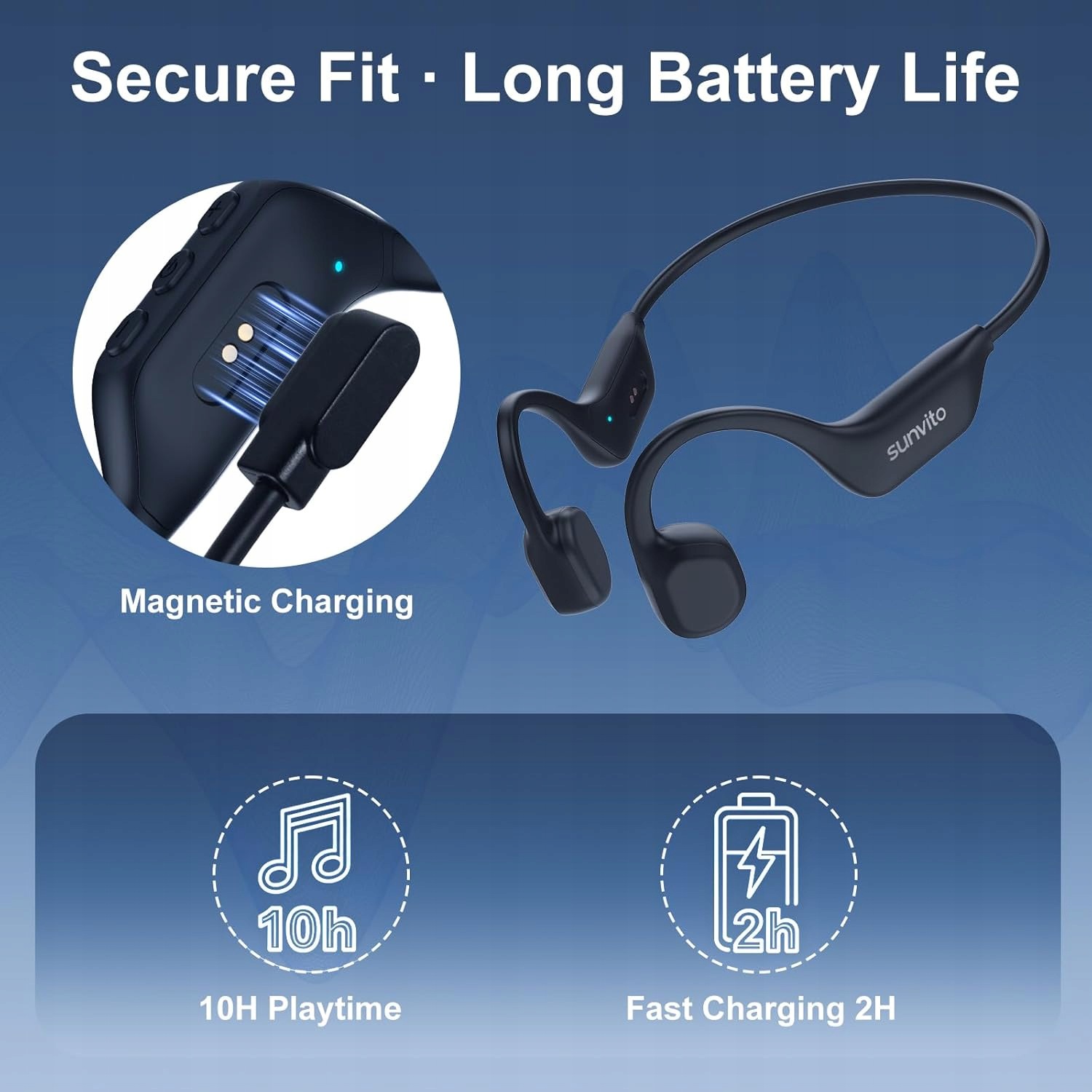 Słuchawki Kostne Bluetooth 6.0 Open Ear IPX6 10h