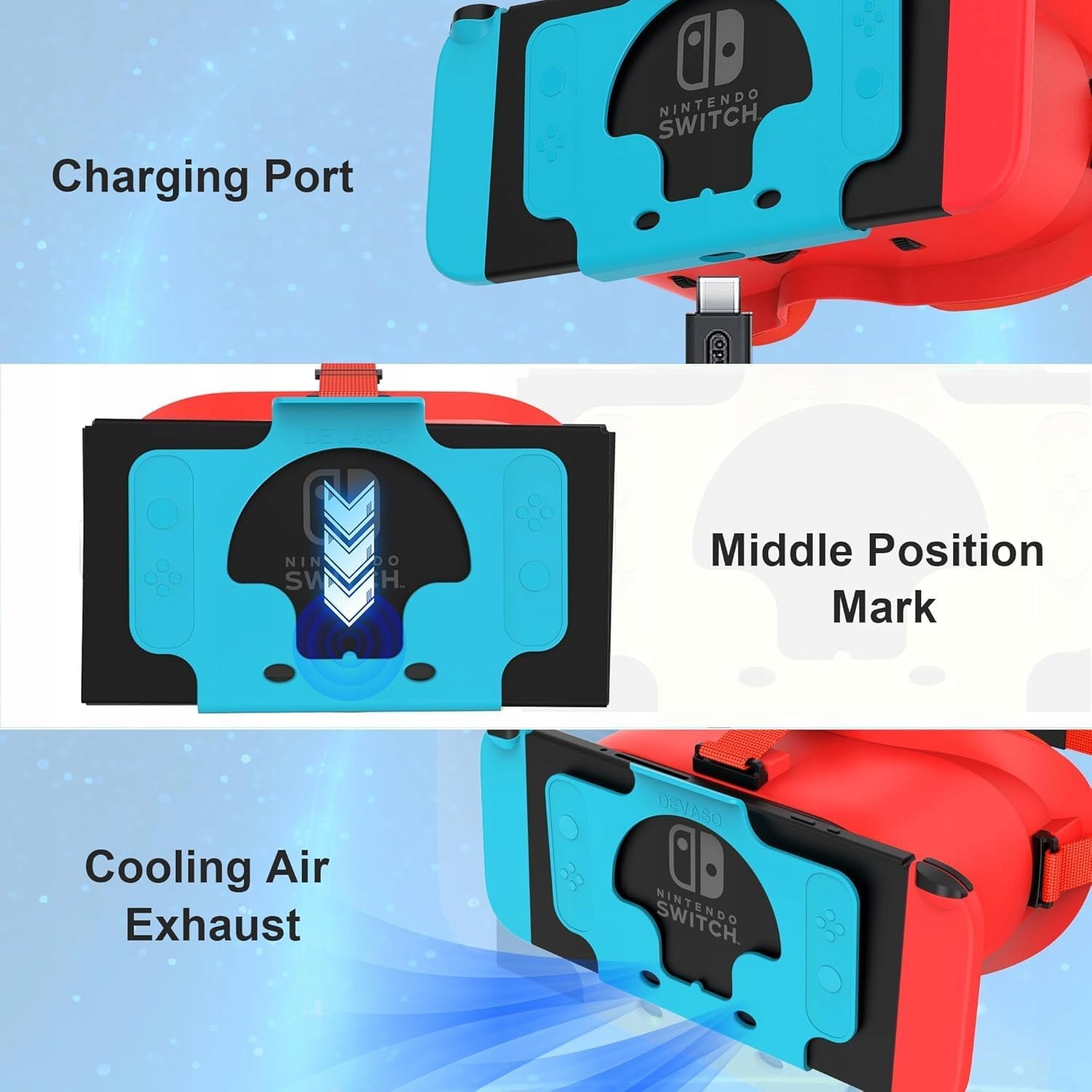 Gogle VR do Nintendo Switch OLED Z Regulowanymi Soczewkami Czerwone
