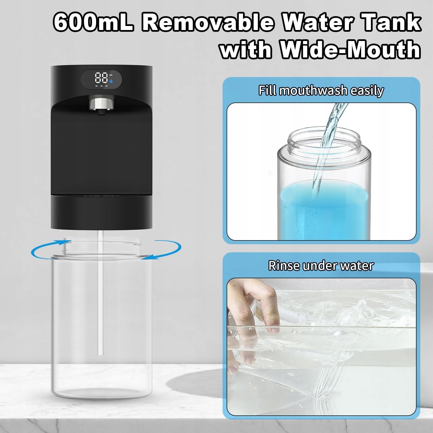 Dalugo Automatyczny Dozownik do Płukania Jamy Ustnej 600 ml Czarny